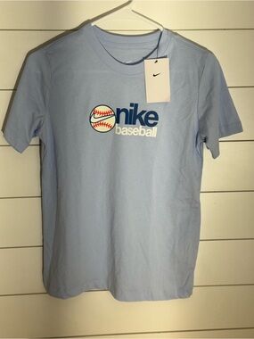 Nike Men's Light Blue Baseball Logo Short Sleeve Tee